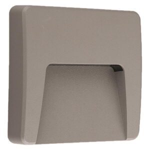 WALL MOUNTED LED SLIM STEP LIGHT 3W IP65 230V 120X120mm GREY PRO