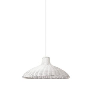 ΦΩΤΙΣΤΙΚΟ ΚΡΕΜΑΣΤΟ ΜΟΝΟΦΩΤΟ Ε27 MAX 60W D450XH180 RATTAN ΛΕΥΚΟ