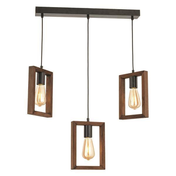 HANGING LIGHT TRIPLE "OREON" 3XE27 WOOD/ METAL