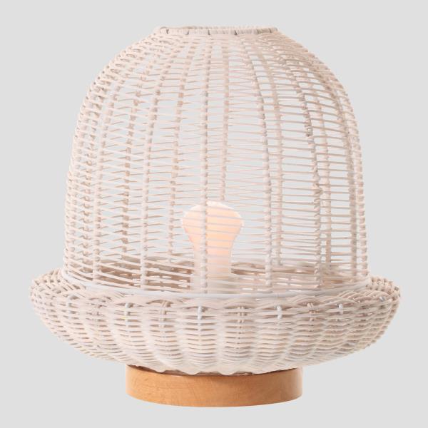 TABLE LAMP E27 BASE WOOD & RATTAN Φ29x30 WHITE TABLE LAMP E27 BASE WOOD & RATTAN Φ29x30 WHITE