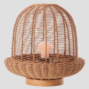 ΠΟΡΤΑΤΙΦ E27 ΒΑΣΗ ΞΥΛΟ & RATTAN Φ29x30 ΜΠΕΖ