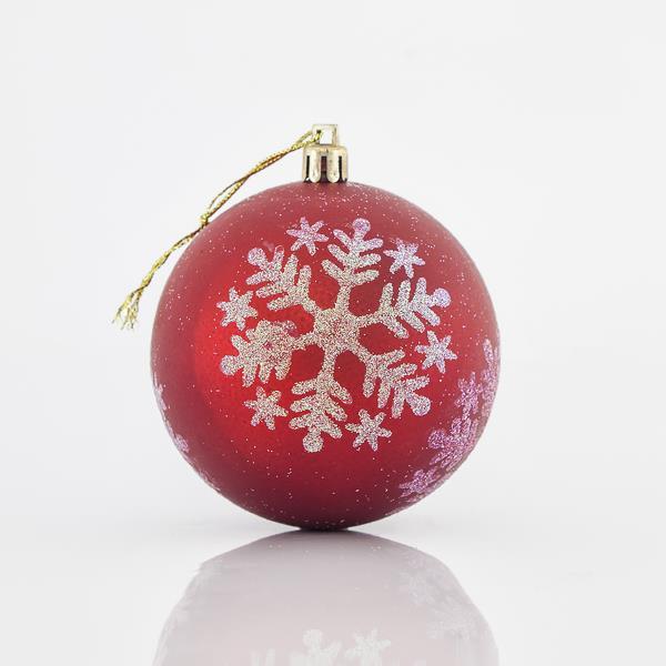 PLASTIC RED BALLS WITH WHITE FLAKE