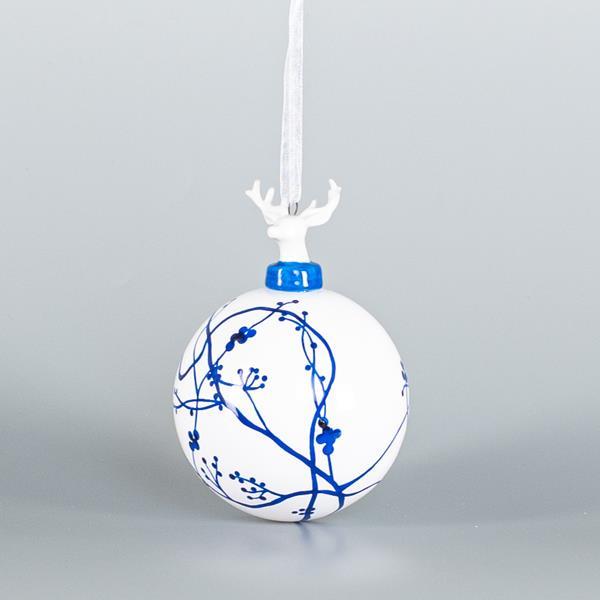 GLASS BALL WITH PORCELAIN REINDEER