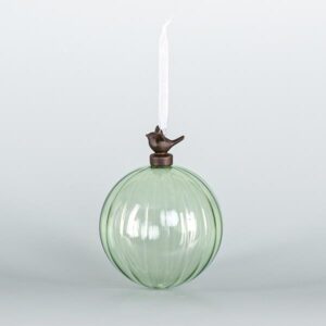 GLASS BALL WITH PORCELAIN BIRD