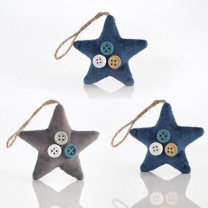 SET 6 VELVET STARS WITH BUTTONS IN 3 COLORS