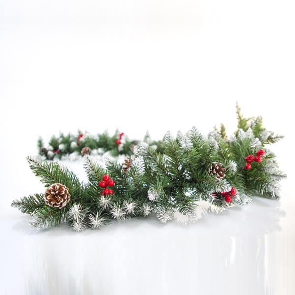 SNOWY GARLAND WITH BERRY AND PINES