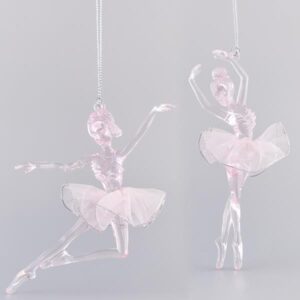 ACRYLIC BALLERINAS PINK TRANSPARENT WITH PINK GLITTER