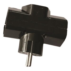 ADAPTOR BLACK COLOR SCHUKO TO 3 SCHUKO CROSS VERTICAL WITH SHUTTER PROTECTION