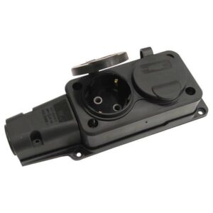SOCKET 2 SCHUKO HOLES WITH RUBBER COVER 16A ΙΡ54 BLACK