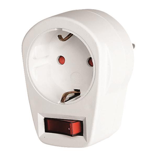ADAPTOR FROM SCHUKO TO 1 SCHUKO WITH SWITCH & SHUTTER PROTECTION