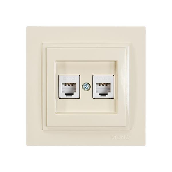 DESPINA DOUBLE NUMERIC PHONE SOCKET OUTLET RJ45 CAT3 CREAM