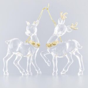 ACRYLIC REINDEER WITH GOLD GLITTER AND GOLD METAL BELL