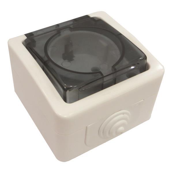 SCHUKO SOCKET OUTDOOR WITH COVER WHITE IP54 SCHUKO SOCKET OUTDOOR WITH COVER WHITE IP54