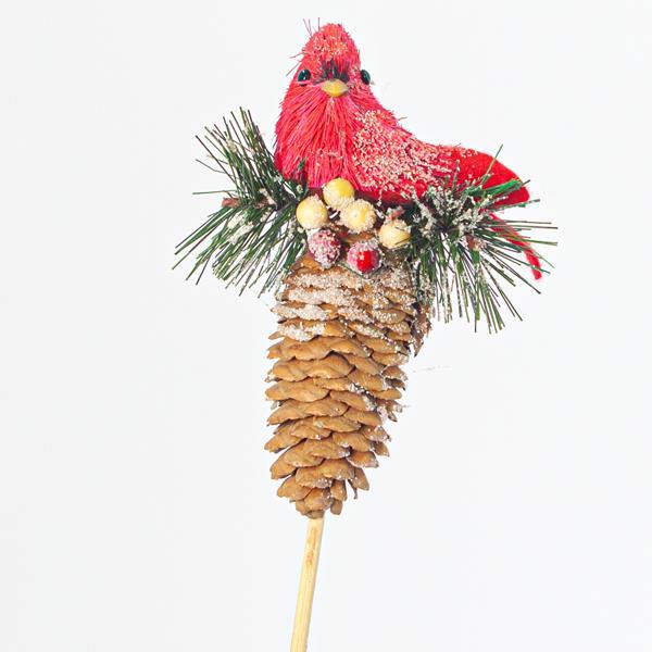 STICK WITH PINE CONE AND BIRDIE