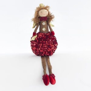SITTING PRINCESS WITH RED PON PON SKIRT