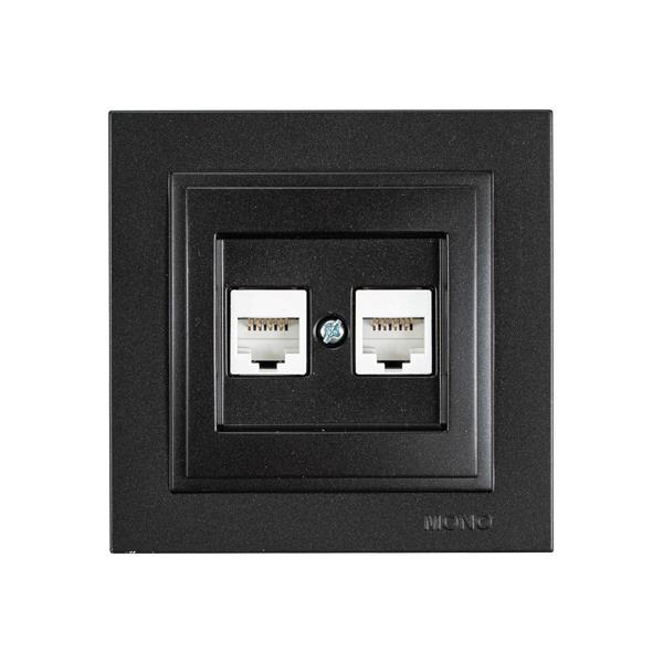 DESPINA DOUBLE DATA SOCKET OUTLET 2 x RJ45 CAT 6 FUME