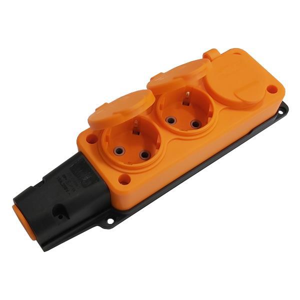 SOCKET 3 SCHUKO HOLES WITH RUBBER COVER 16A ΙΡ54 ORANGE