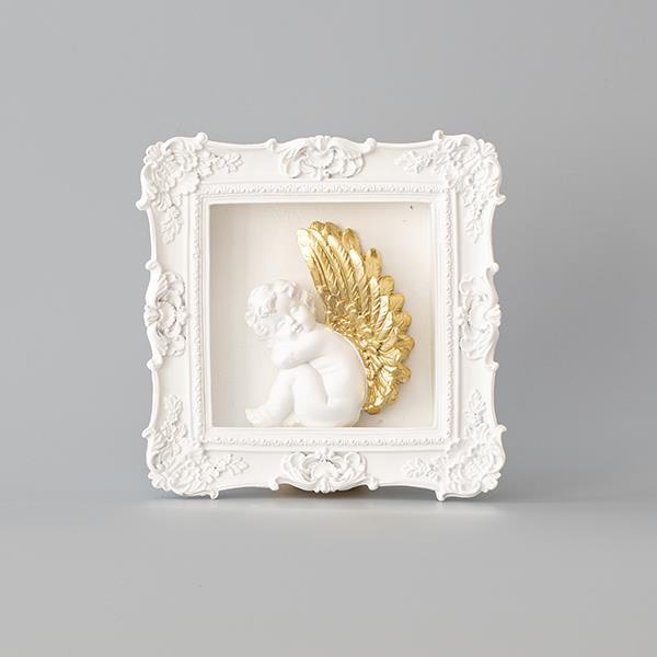 FRAME WITH ANGEL AND GOLD FEATHERS
