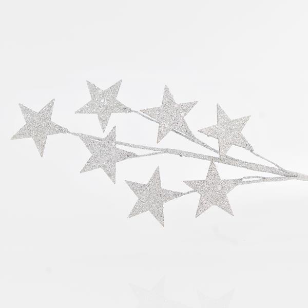 BRANCH WITH SILVER GLITTER AND STARS