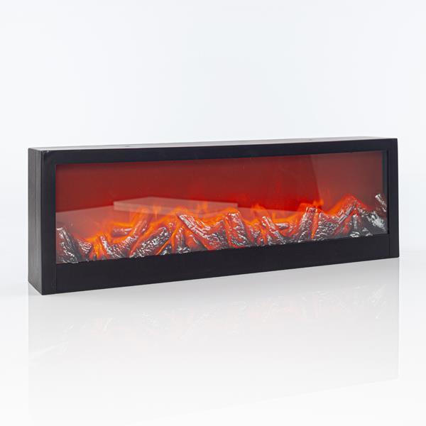 PLASTIC BLACK FIREPLACE WITH FLAME EFFECT