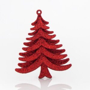 RED PLASTIC TREE WITH GITTER
