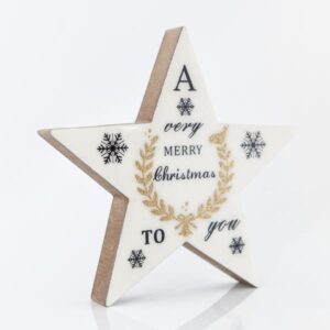 WOODEN WHITE STAR
