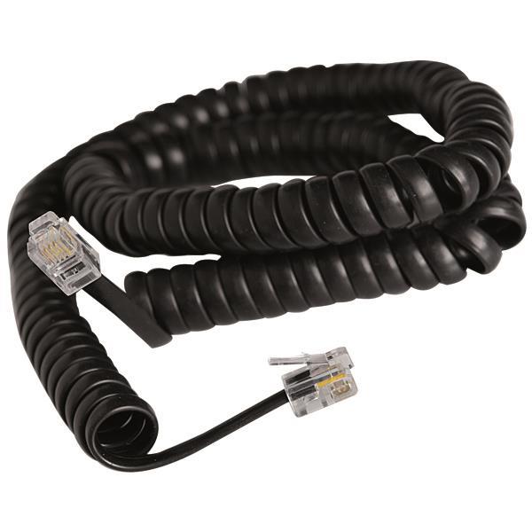 SPIRAL TELEPHONE EXTENSION BLACK 4m 4P4C Rj11