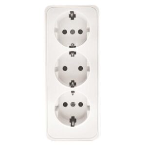 SOCKET MINI SCHUKO TRIPLE WITHOUT COVER WHITE IP20