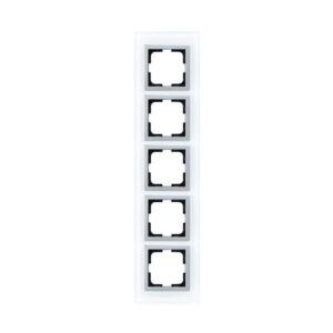 STYLE 5 GANG FRAME WHITE GLASS