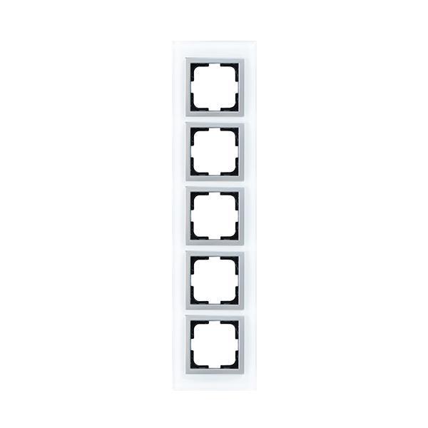STYLE 5 GANG FRAME WHITE GLASS