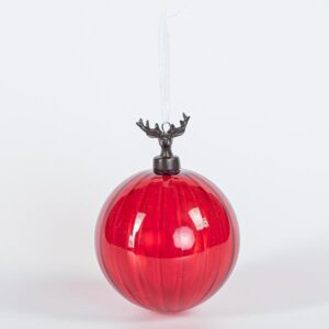 GLASS BALL WITH PORCELAIN REINDEER