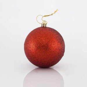 PLASTIC RED BALLS WITH GLITTER