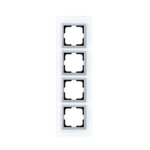 STYLE 4 GANG FRAME WHITE GLASS