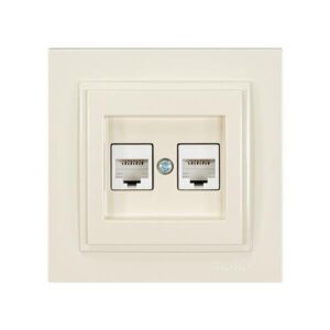 DESPINA DOUBLE DATA SOCKET OUTLET 2 x RJ45 CAT 6 CREAM