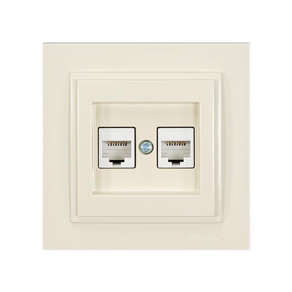 DESPINA DOUBLE DATA SOCKET OUTLET 2 x RJ45 CAT 6 CREAM