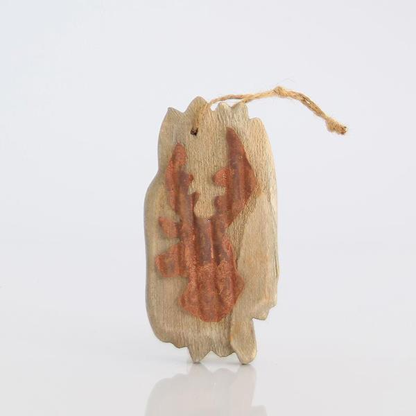 WOODEN HANGING DECORATIVE WITH METAL REINDEER