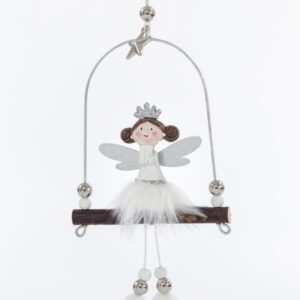ORNAMENT WHITE FAIRY IN SWING