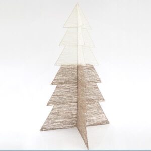 TREE 3D WITH CHAMPAGNE AND WHITE GLITTER AND THREAD