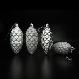 PLASTIC SILVER PINE CONES