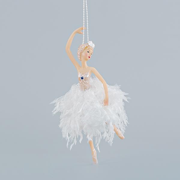 BALLERINA WITH WHITE FEATHERS